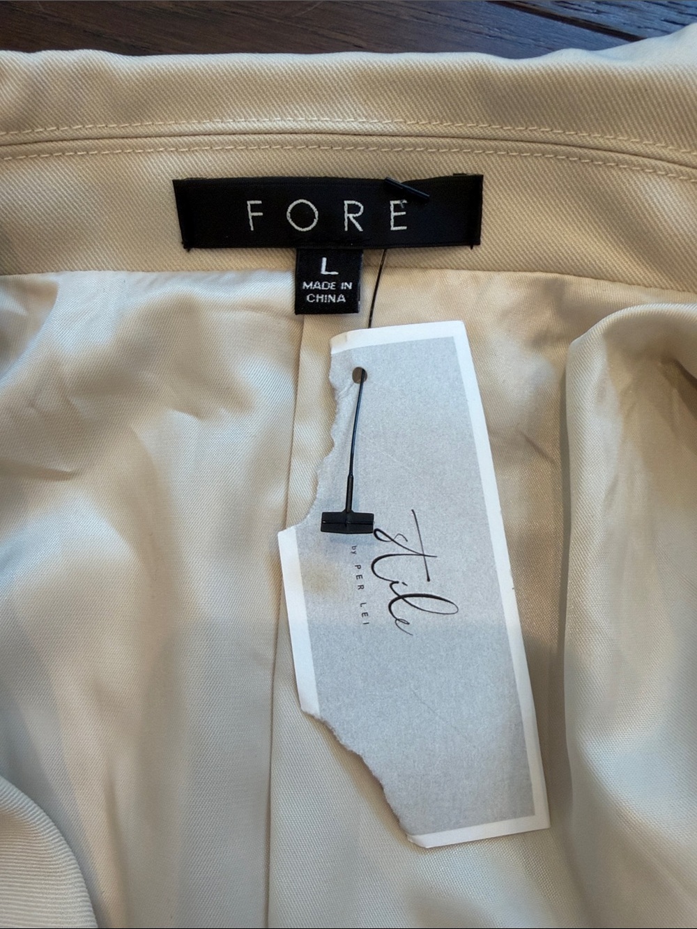 Fore Beige Double-Breasted Blazer Jacket Size Large - C11-440 - Picture 2 of 9